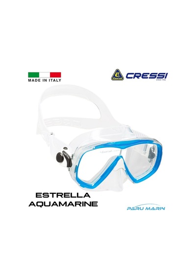 Parumarin Cressi Estrella Tek Parça Cam Dalış Maskesi Aquamarine