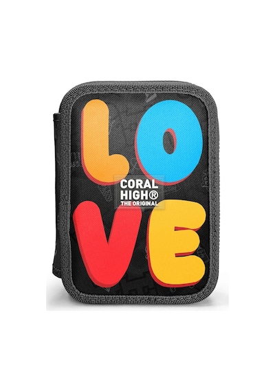 Erkek Çocuk Siyah Çok Renkli Love Baskılı Katlı Organizer Kalemlik Kalem Kutusu 31109 Genel