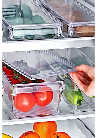 Nandy Home Kapaklı 6'lı Set Tall Clear Buzdolabı & Dolap Içi Düzenleyici Organizer Şeffaf