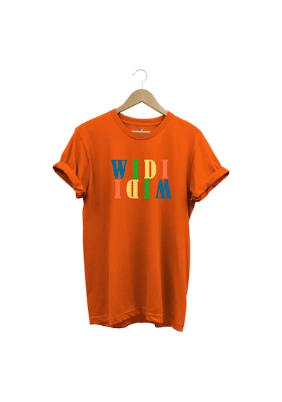 Widi Renkli Logo Baskılı %100 Pamuk Rahat Kalıp Premium Turuncu T-shirt Turuncu