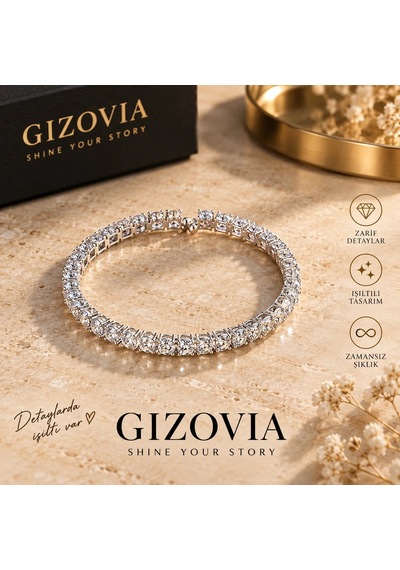 Gizovia Kristal Işıltı Gümüş Renkli Su Yolu Bileklik