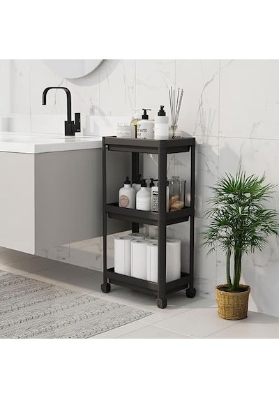 3 Katlı Tekerlekli Raf Ünitesi - 36x71x23 Cm Dar Alan Düzenleyici - Mutfak Ve Banyo Için Aletsiz Kurulum Servis Arab Diğer 3 Katlı Tekerlekli Raf Ünitesi - 36x71x23 Cm Dar Alan Düzenleyici - Mutfak Ve Banyo Için Aletsiz Kurulum Servis Arab Diğer