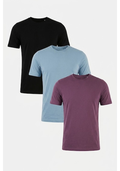 Buratti Pamuklu Regular Fit Bisiklet Yaka 3'lü Paket T Shirt Erkek T Shirt 59020204s3 Siyah-mürdüm-mavi