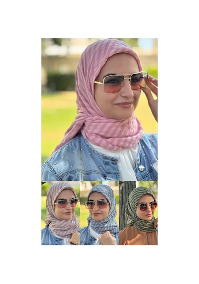 Aldaıyr 4 Adet - Jakarlı Caz Eşarp 120 X120 Pamuk Çok Renklig05-6