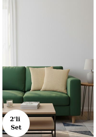 Miracolo Home Sarı Pamuklu Dekoratif Kırlent Kılıfı 43x43 2 Adet