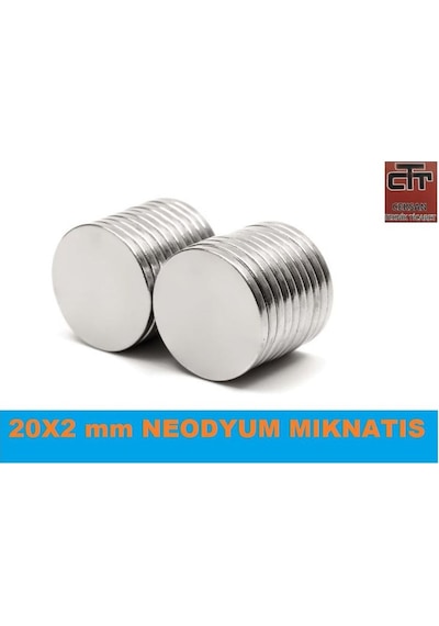 20X2 Mm Yuvarlak Güçlü Neodyum Mıknatıs-50 Adet
