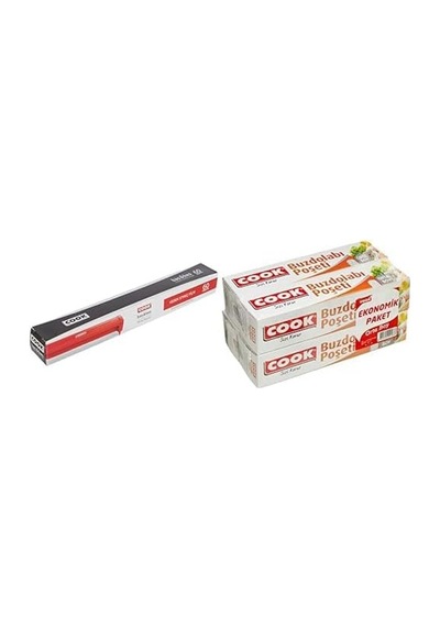 Bas & Kes Streç Film 30 Cm X 60 M-yedek Ve Buzdolabı Poşeti 3+1 Ekonomik Paket, Orta Boy 24 X 38 Cm 1 X 4 Adet