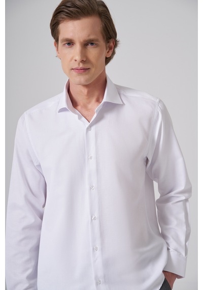 Morven Erkek Beyaz Polyester Trend Slim Fit Tam İtalyan Yaka Gömlek 26mc004044600 Beyaz