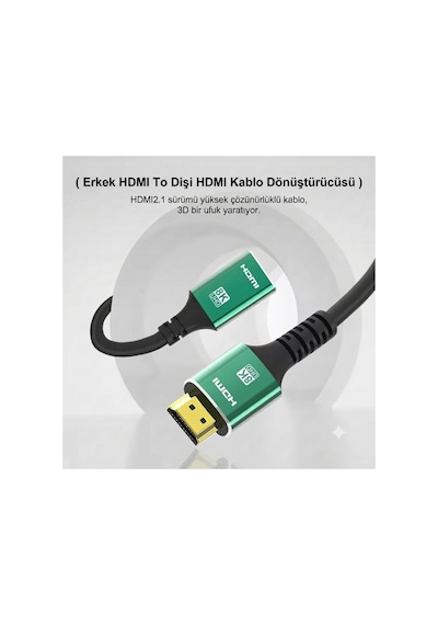 8k Hdmı 2.1 Görüntü Kablosu Uzatıcı - Erkek Dişi Dönüştürücü 48gbps Ultra Hd Aktarım Kablosu-hc800220f