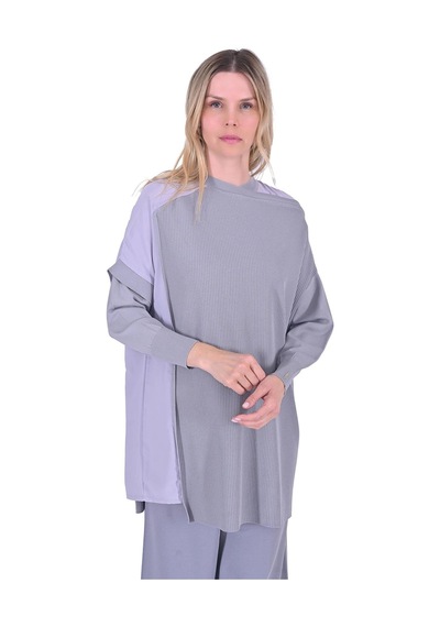 İnvee Körüklü Triko Tunik Gri 6250