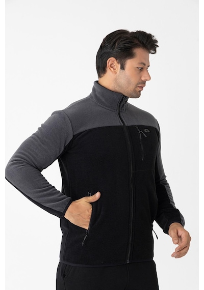 Crozwise Erkek Tam Fermuarlı Polar Sweat Siyah