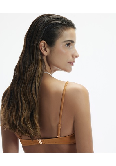 Yargıcı Boncuk Detaylı Bikini Üstü Bronz