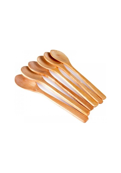 6'lı Mini Bambu Tahta Kaşık Baharat Kaşığı Naturel Ahşap