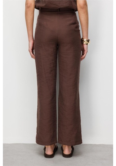 Mizalle Geniş Paça Kahverengi Basic Pantolon Kahverengi