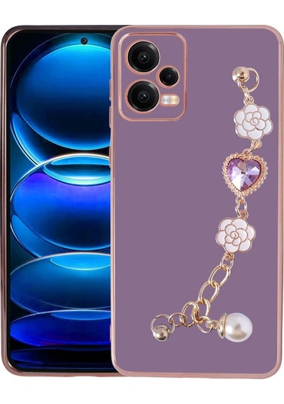 Xiaomi Redmi Note 12 4g Kılıf El Tutamaçlı Kamera Korumalı Zore Taka Silikon Kapak Mor