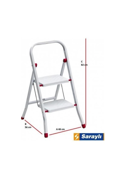 Pratik Metal Merdiven Beyaz 2 Basamaklı