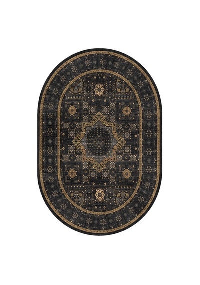 Frenda Home Fas Kapısı Desenli Yıkanabilir Pamuk Taban Oval Halı Vizon
