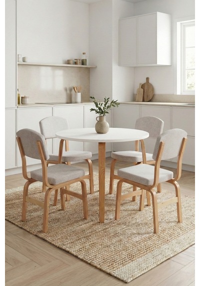 Vilinze Ege Sandalye Demre Yuvarlak Ahşap Mdf Mutfak Masası Takımı - 90x90 Cm Beyaz Vilinze Ege Sandalye Demre Yuvarlak Ahşap Mdf Mutfak Masası Takımı - 90x90 Cm Beyaz