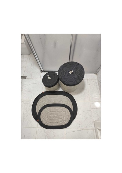 Jüt Hasır 4 Lü Banyo Paspas Takımı Bohem Tarzı Banyo Takımı Paspas:50x80/ 40x60 /sepetler 30x20x10 Siyah Gri Siyah Gri Jüt Hasır 4 Lü Banyo Paspas Takımı Bohem Tarzı Banyo Takımı Paspas:50x80/ 40x60 /sepetler 30x20x10 Siyah Gri Siyah Gri