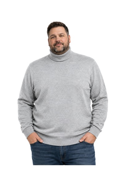 Battalmoda Erkek Büyük Beden Gri Tam Balıkçı Triko Kazak 3xl-4xl-5xl-6xl