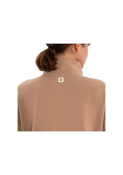 Inguz Dik Yaka Fermuarlı Sweatshirt Bej