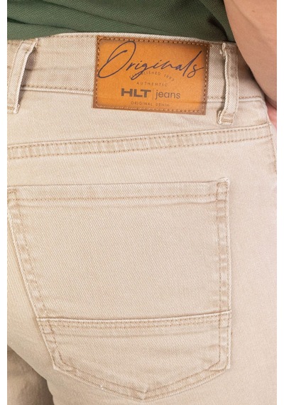 HLT Jeans Erkek Rahat Kesim Bej Esnek Likralı Denim Kot Jean Şort 001
