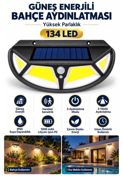 Sh-122 Güneş Enerjili Solar Bahçe Sokak Aydınlatması 3 Yönlü Aydınlatma Soğuğa Sıcağa Dayanıklı Duvara Monte