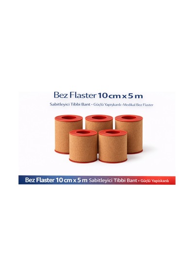 Bez Flaster 10 Cm X 5 M Sabitleyici Tıbbi Bant Kahverengi Bez Flaster Güçlü Yapışkanlı 5 Adet