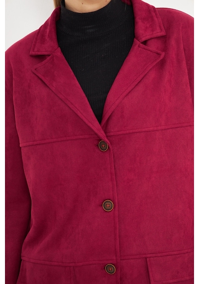 Armonika Kadın Bordo Yakalı Cep Kapaklı Düğmeli Vatkalı Premium Süet Oversize Ceket Arm-25k001057 Armonika Kadın Bordo Yakalı Cep Kapaklı Düğmeli Vatkalı Premium Süet Oversize Ceket Arm-25k001057