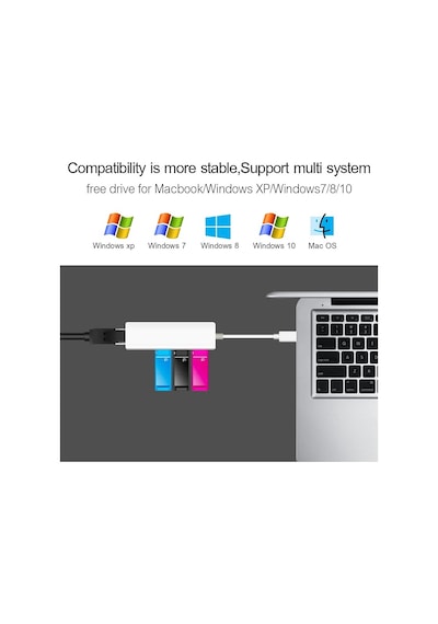 Triline Aluminyum USB To Rj45 Ethernet + USB 3 Port Hub Çoklayıcı
