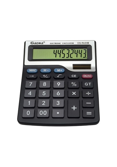 Gaona Ds-9633b 13 Haneli Büyük Ekranlı Çift Güçlü Masaüstü Hesap Makinesi Siyah