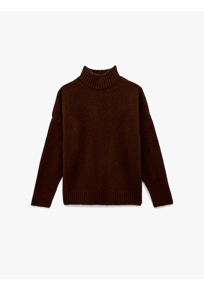 Koton Dik Yaka Uzun Kollu Oversize Triko Kazak Kahverengi 6sak90091ht Kahve