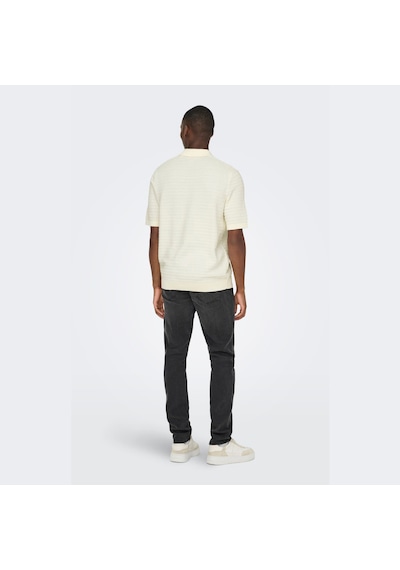 Only & Sons Manu Strcuture Erkek Krem Polo Tişört 22038171-ert