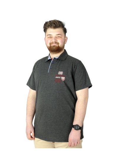 Mode Xl Büyük Beden T-Shirt Polo 08 Meeting 22329 Antrasit 001