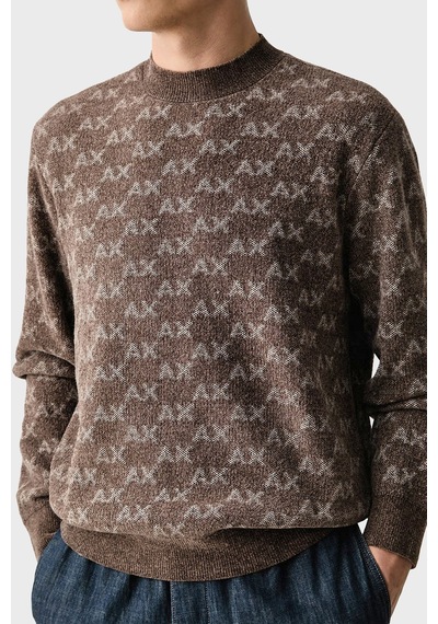 Armani Exchange Tamamı Logolu Regular Fit Bisiklet Yaka Kazak Erkek Kazak Xm002992 Af16916 F6236 Kahve
