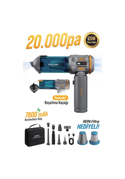 Ahv-24 Lımıted Edıtıon Mavi 20.000pa Brushless Kablosuz Araç İçi Basınçlı Üfleme & Çekme Süp