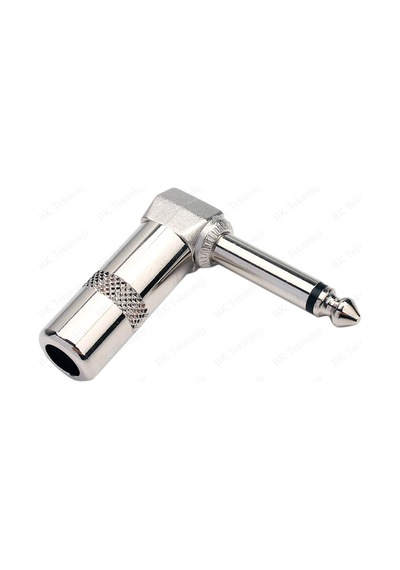 90 Derece Jack Lehim Konektörü 6.35mm Mono L Tip Metal Erkek Jack