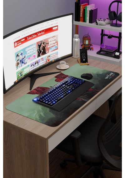Witcher 3 Kaymaz Dikişli Kauçuk Oyuncu Mousepad V5 - 90x40 Xxl Gaming Mouse Pad Fare Altlığı