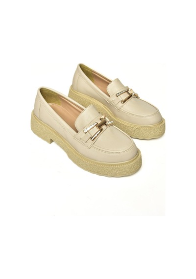 Fox Shoes T996198409 Bej Kalın Tabanlı Makosen Kadın Ayakkabı Bej-suni Deri Bej
