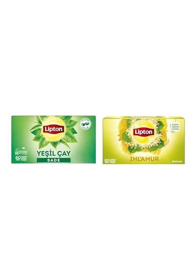 Sade Bardak Süzen Poşet Yeşil Çay 20'li Paket, 30 G Ve Lipton Ihlamur Bardak Süzen Poşet Bitki Çayı 20'li Paket,