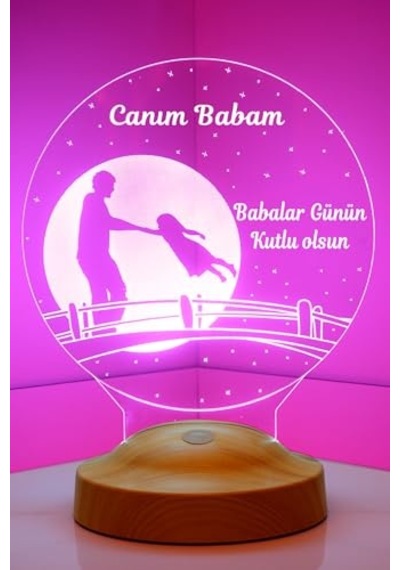 Babalar Günü Hediyesi, Canım Babam Kız Figürlü Babalar Günü Hediyesi Led Lamba