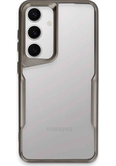 Samsung Galaxy Uyumlu  A14 Kılıf Metal Çerçeve Görünümlü Kırılmaz Boyi Kapak Titanyum-Gri
