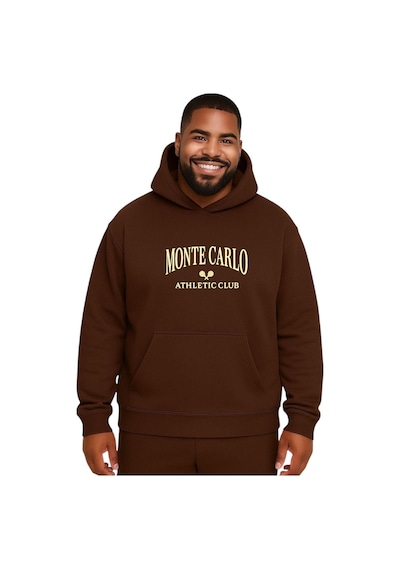 Benroma Monte Carlo Baskılı Büyük Beden Unisex Sweatshırt Kahverengi