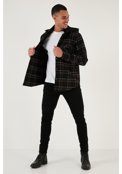 Buratti Ekoseli Regular Fit Çıkarılabilir Kapüşonlu Kışlık Erkek Gömlek Cf24W126985 Siyah Buratti Ekoseli Regular Fit Çıkarılabilir Kapüşonlu Kışlık Erkek Gömlek Cf24W126985 Siyah