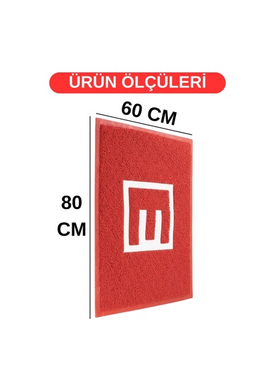 Beylini Eczane Önü Paspası E Logo Giriş İşyeri Eczane Mağaza Girişi Kapı Önü Kıvırcık Hijyen Halısı 60x80 Cm Kırmızı