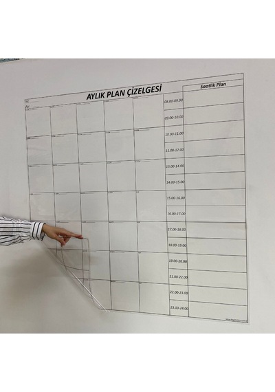 Aylık Planlayıcı Manyetik Duvar Stickerı Takvim Plan Çizelgesi 5570 Çok Renkli