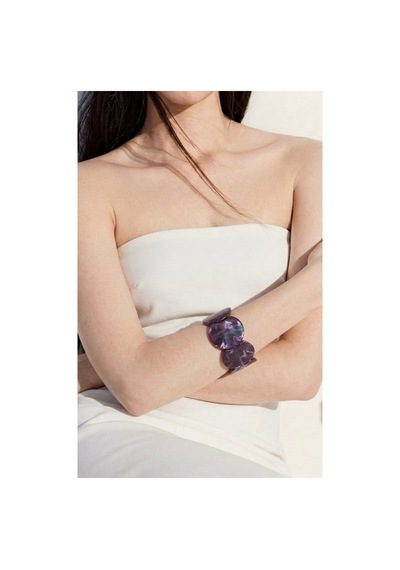 Doğal Taş Görünümlü Pinterest Bileklik Mor - 882984953 Mor