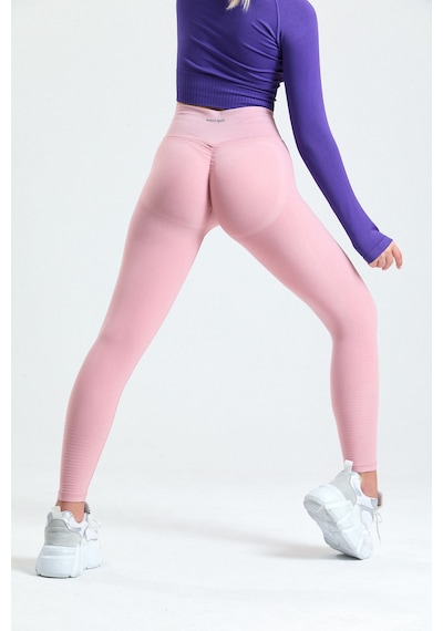 Gymhams Pudra Kalçası Büzgülü Ve Ekstra Push Up Seamless Yüksek B Pembe