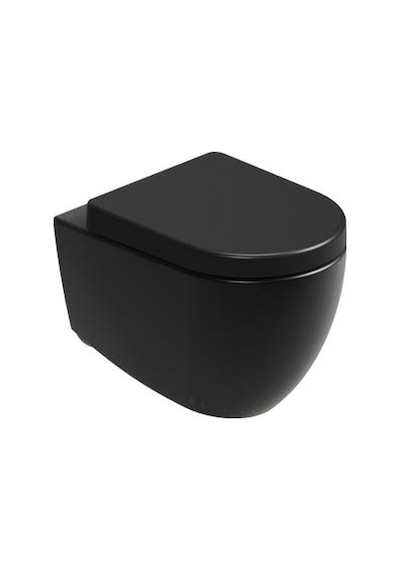 Aqua Bagno Voca Asma Klozet 54 Cm. , Mat Siyah -set 2 Parça -dp Kapak Dahil Siyah