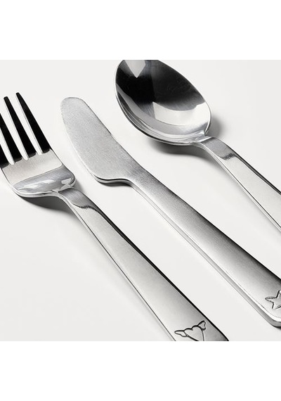 Ikea Fabler Çocuk Çatal Kaşık Bıçağı, Gri
